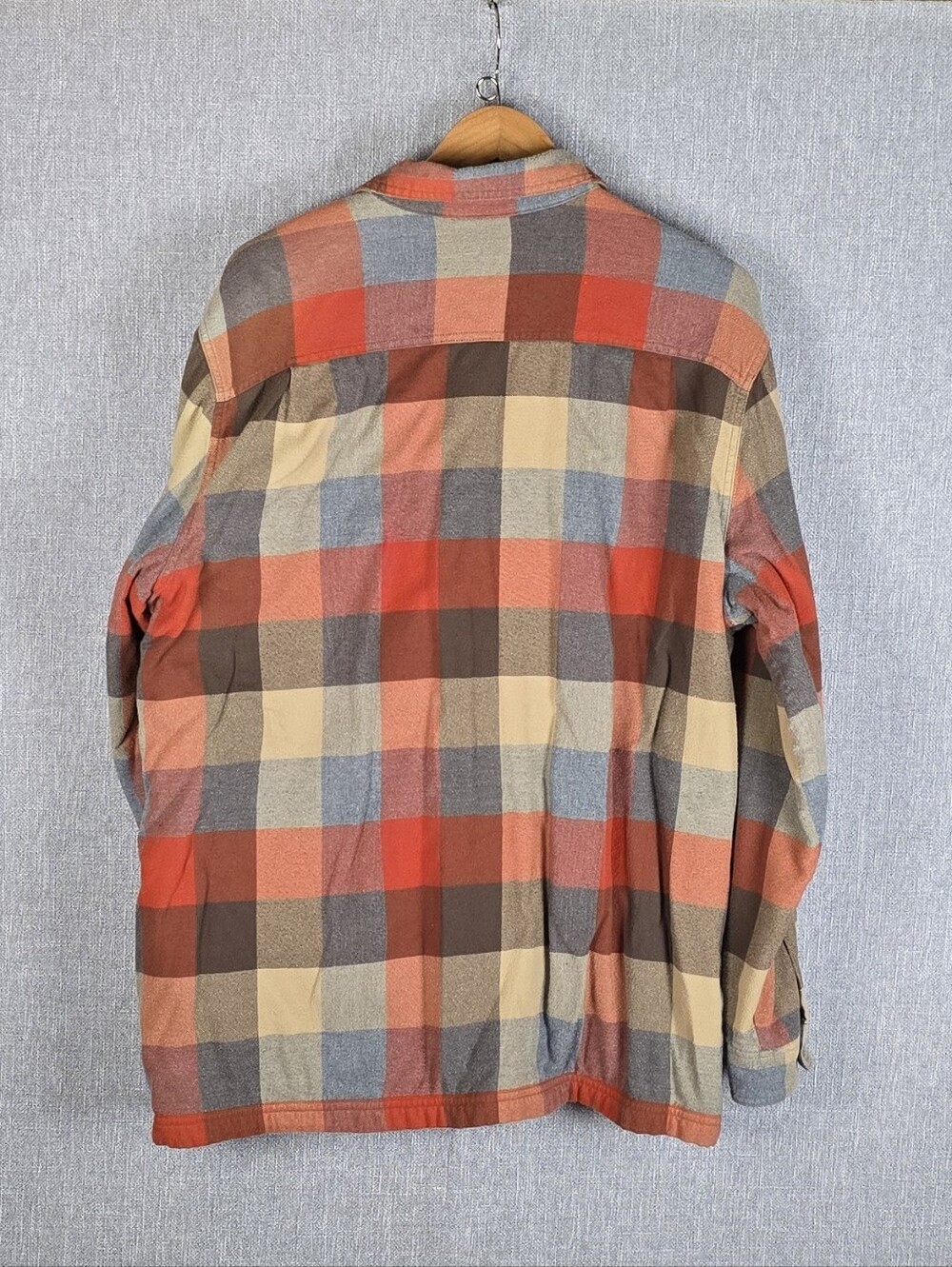 L.L. Bean Plaid Fleece Lined Shirt Jacket Button Front Mens Sz L - Picture 3 of 4